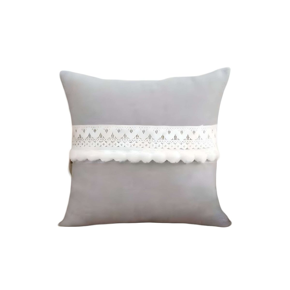 GENERICO - SET DE 4 FUNDAS DE COJIN CON POMPON 45x45 S4