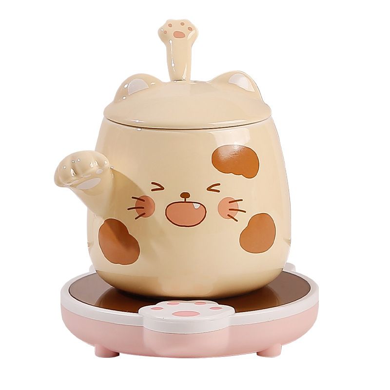 GENERICO - Mug, Taza Cerámica Gato Kawaii 430 ML, Con Calentador