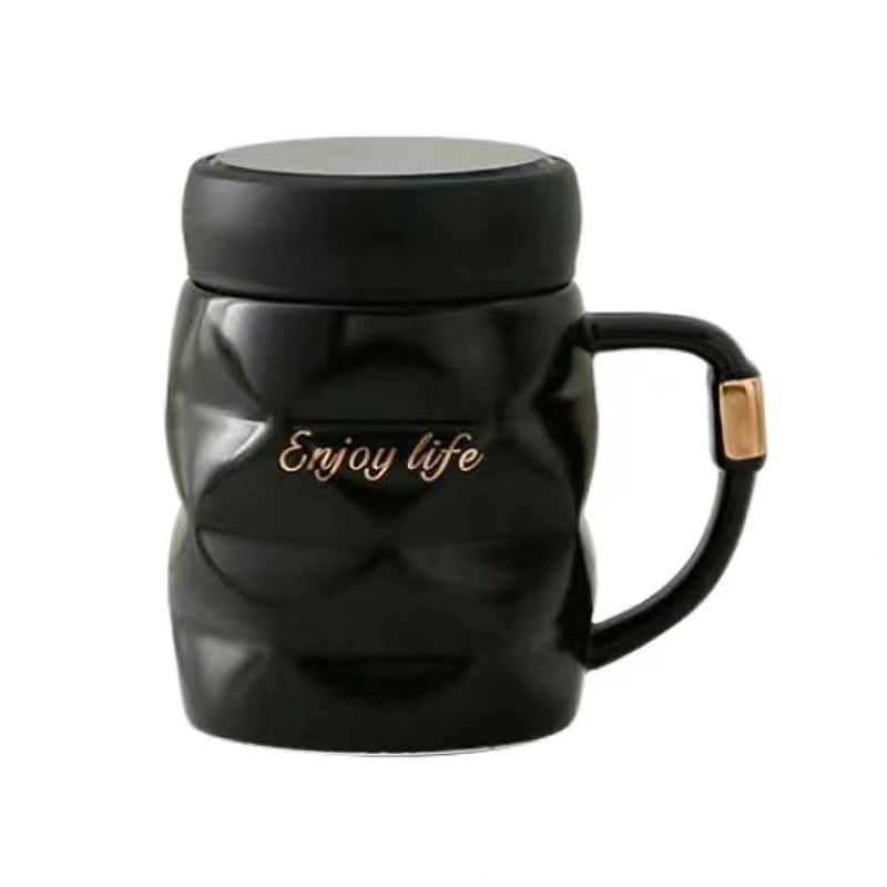 GENERICO - Taza Tazón Mug De Cerámica Con Tapa Hermética 400 Ml
