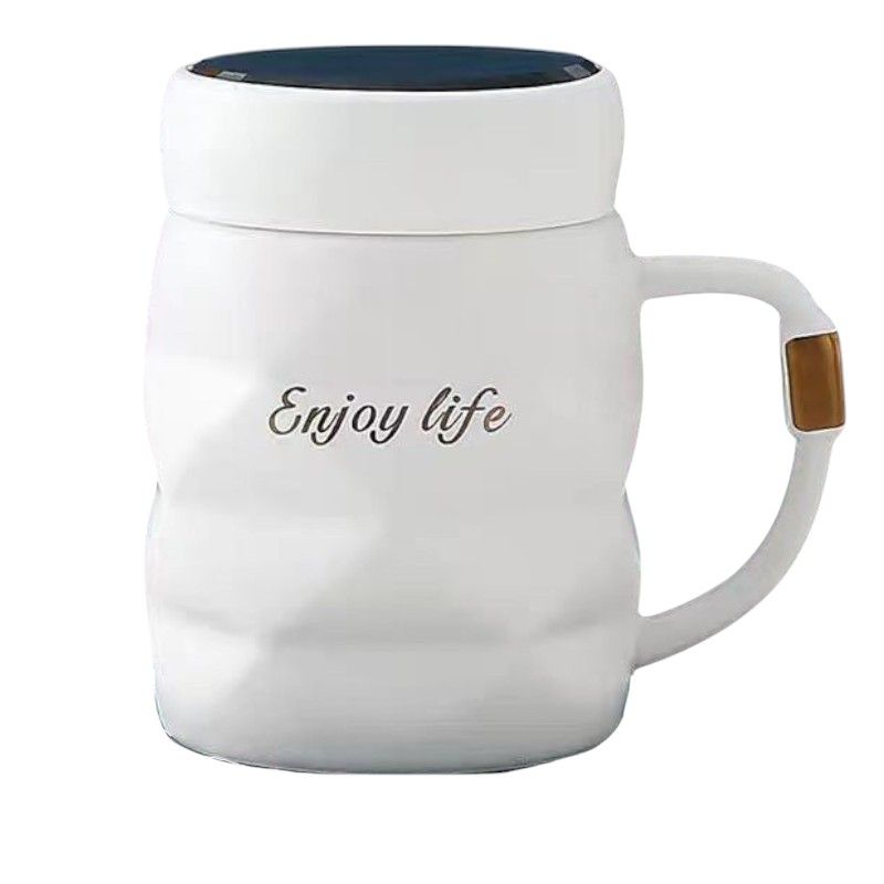 GENERICO - Taza Tazón Mug De Cerámica Con Tapa Hermética 400 ML