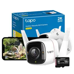 TP LINK - Set Cámara Outdoor Tapo C320 2K QHD Visión Nocturna + 128 GB