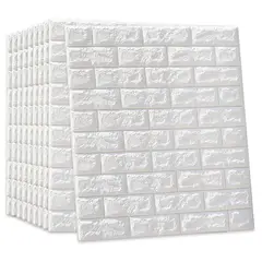 SUPERCENTER - Pack 10 Laminas Papel Mural 3d Ladrillo Pared Blanco 77x70cm