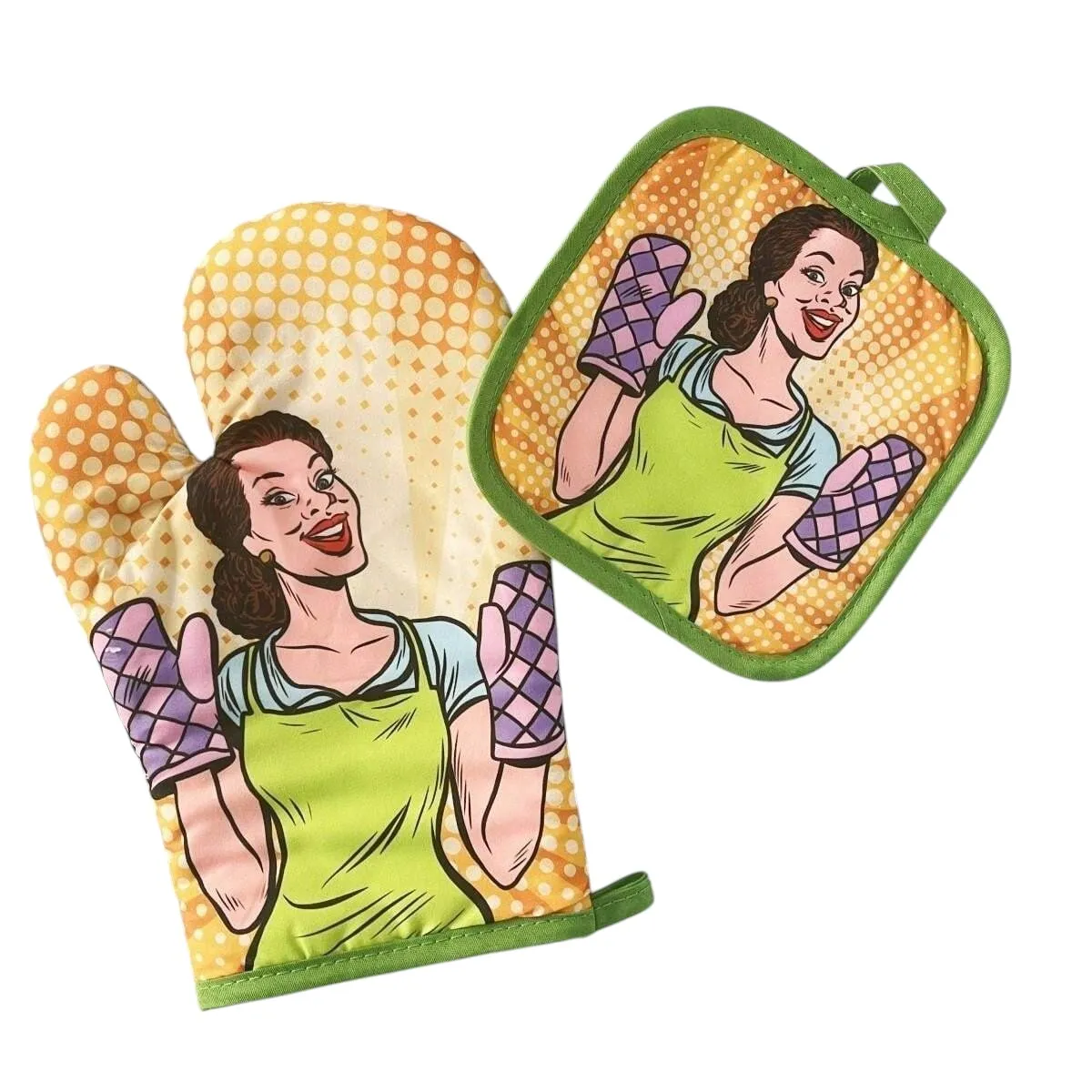 GENERICO - Guante De Cocina Y Toma Ollas Guante De Horno Retro