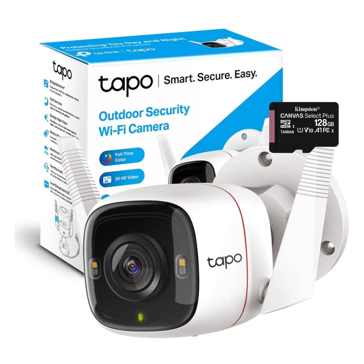 TP LINK - SET Cámara Outdoor Tapo C310 Wi-Fi 2k Visión Nocturna + 128 GB