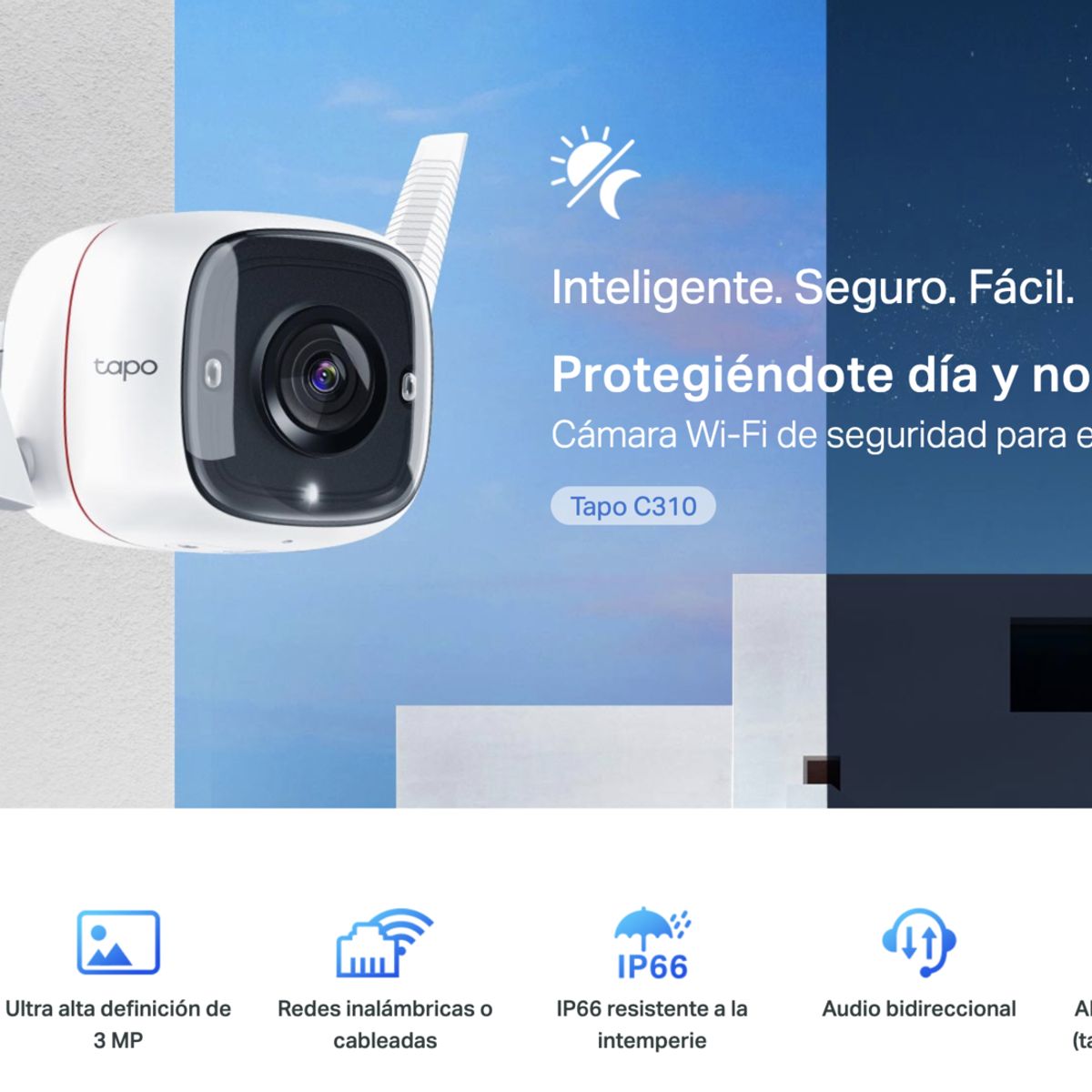 TP LINK - SET Cámara Outdoor Tapo C310 Wi-Fi 2k Visión Nocturna + 128 GB