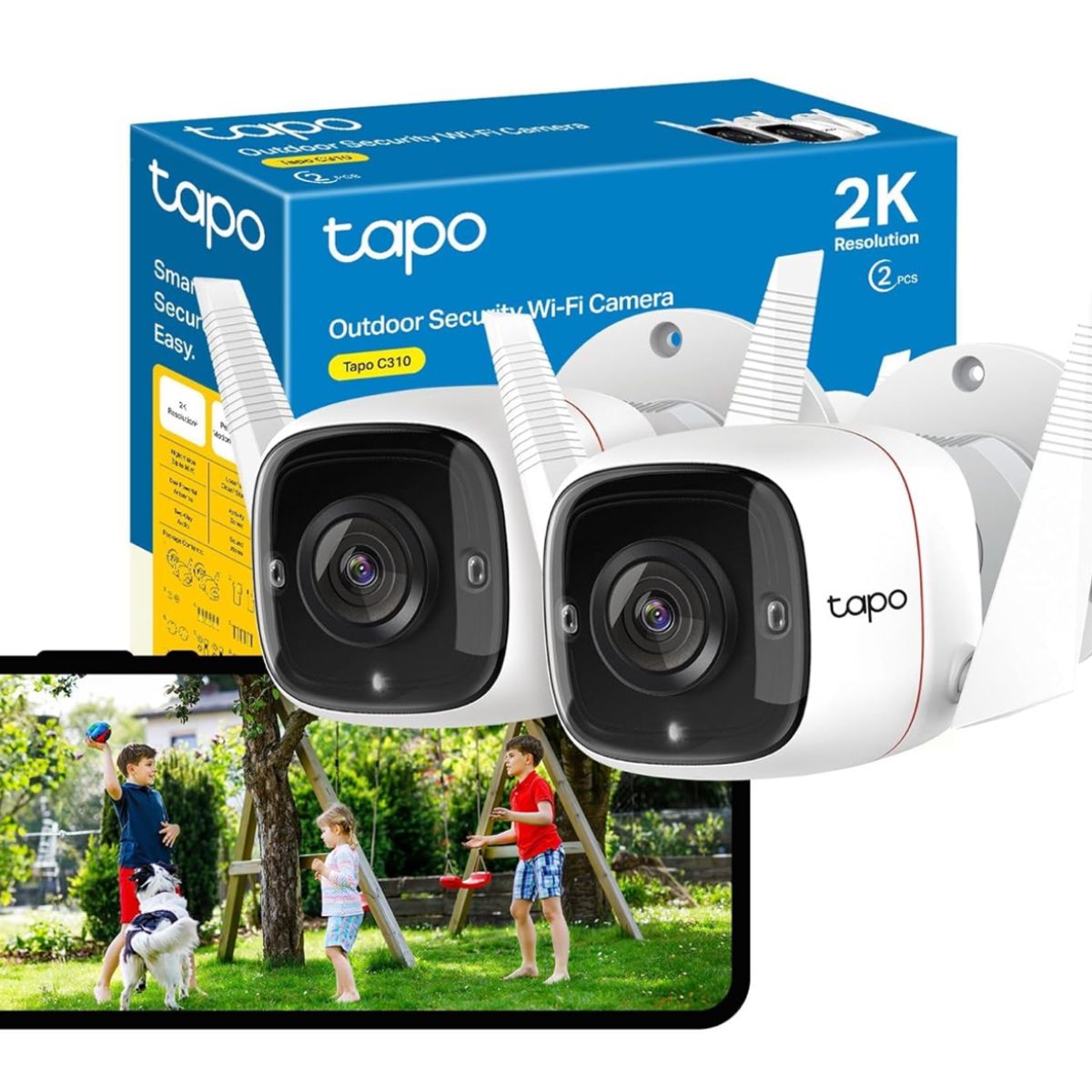 TP LINK - Set 2 Cámaras Outdoor Tapo C320 2K QHD Visión Nocturna + 128 GB