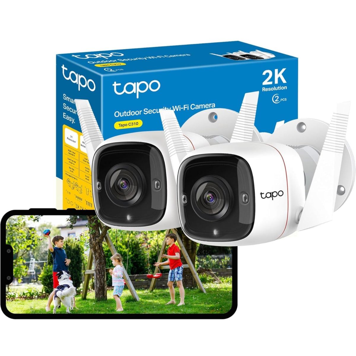 TP LINK - Set 2 Cámaras Outdoor Tapo C320 2K QHD Visión Nocturna + 128 GB