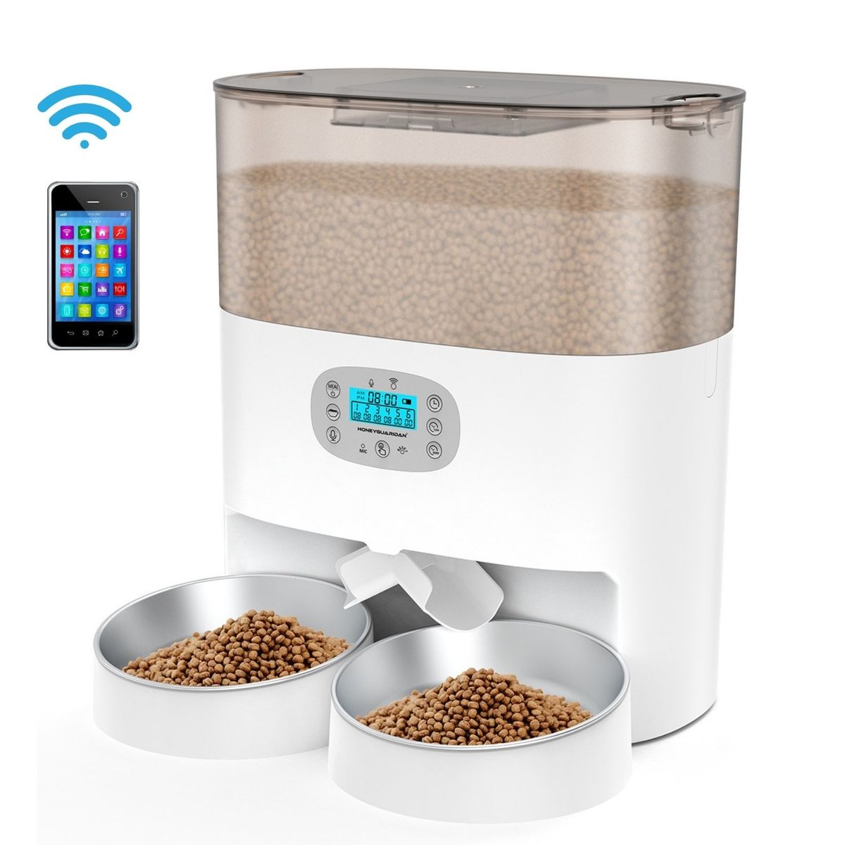GENERICO - Dispensador Automático Gato Wifi Doble Plato 5.6 L Blanco