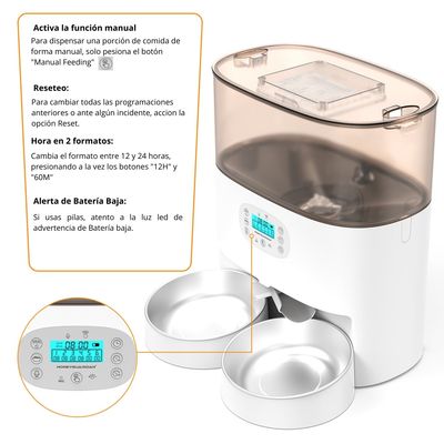 Imagen 2 del producto Dispensador Automático Gato Wifi Doble Plato 5.6 L Blanco
