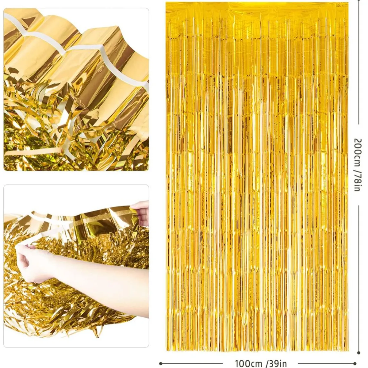 GENERICO - Guirnalda Cortina Metálica Color Dorado