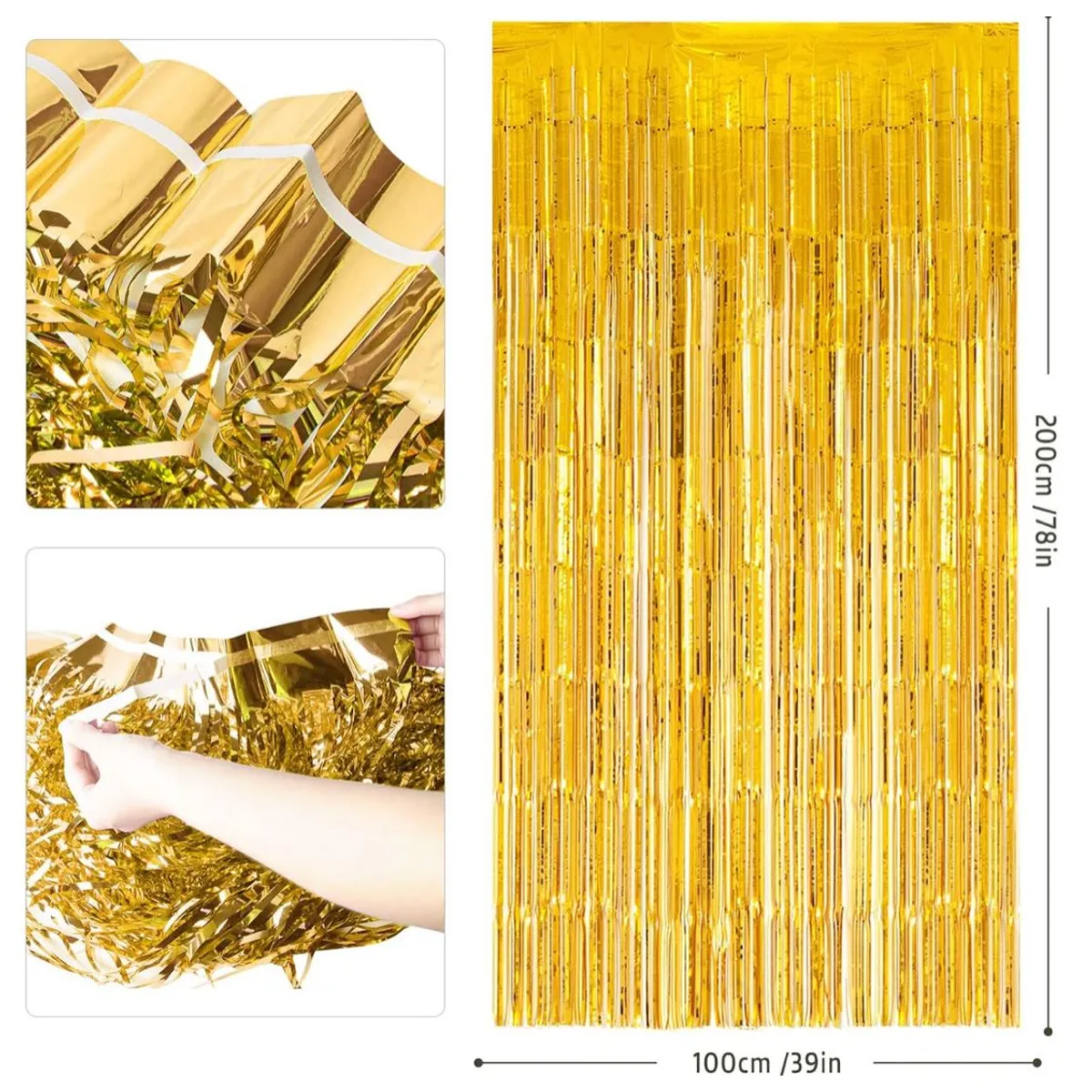 GENERICO - Guirnalda Cortina Metálica Color Dorado