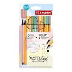 STABILO - Set de 6 Marcadores Pen 68 - 6 Tiralíneas Point 88