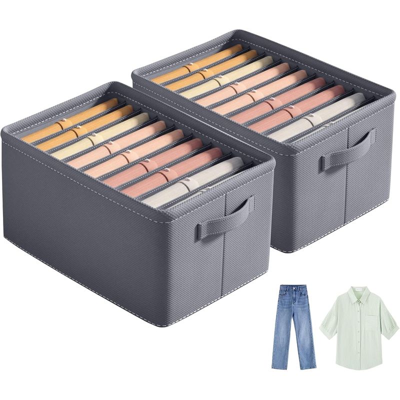 KUANGYE - 2 Pcs Organizador De Ropa De Armario Para Jeans Con Gris