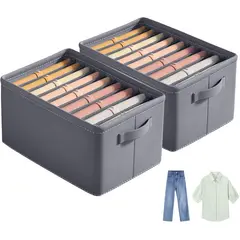 KUANGYE - 2 Pcs Organizador De Ropa De Armario Para Jeans Con Gris