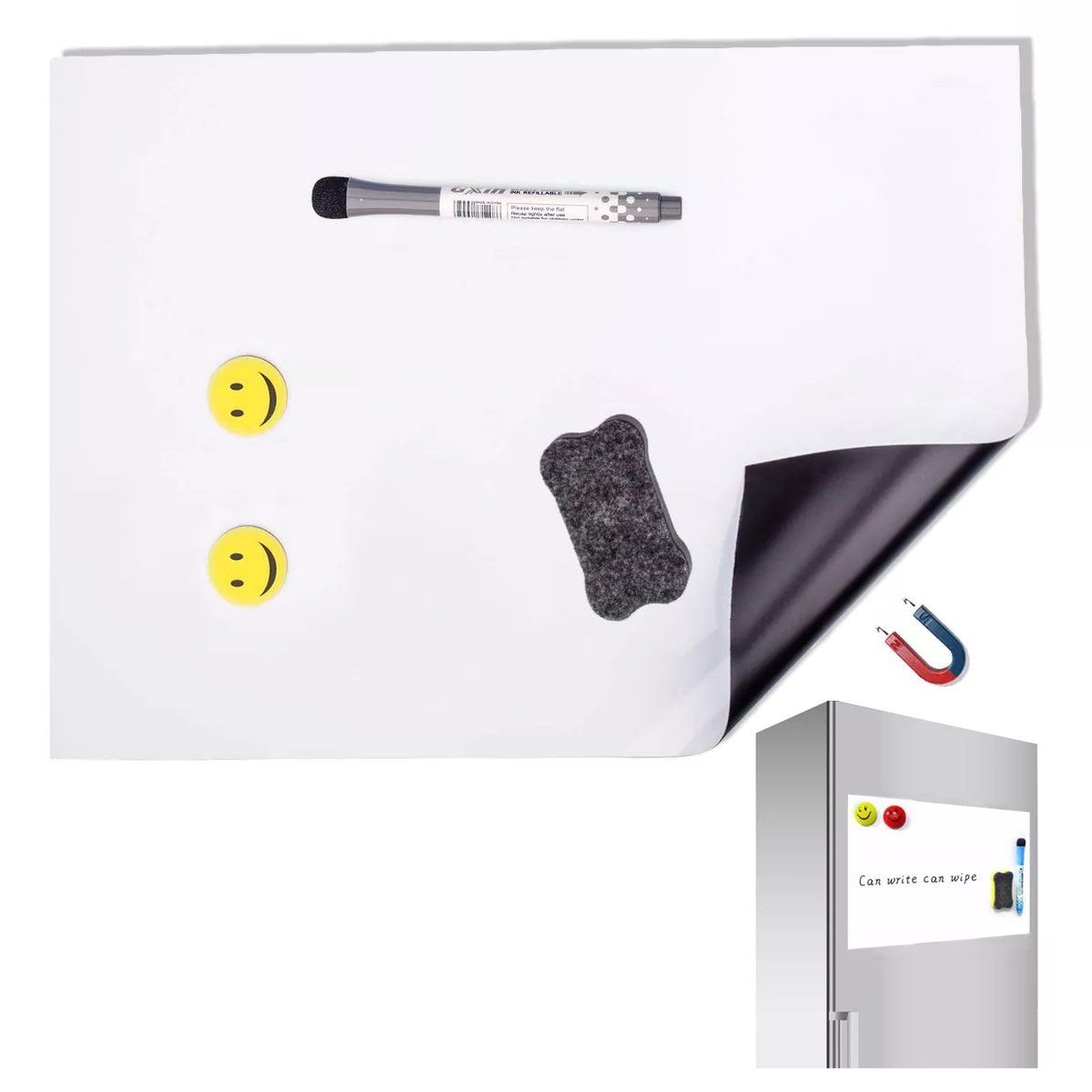 KUANGYE - Pizarra Magnética Para Refrigerador A3 Pizarra Flexible Imán