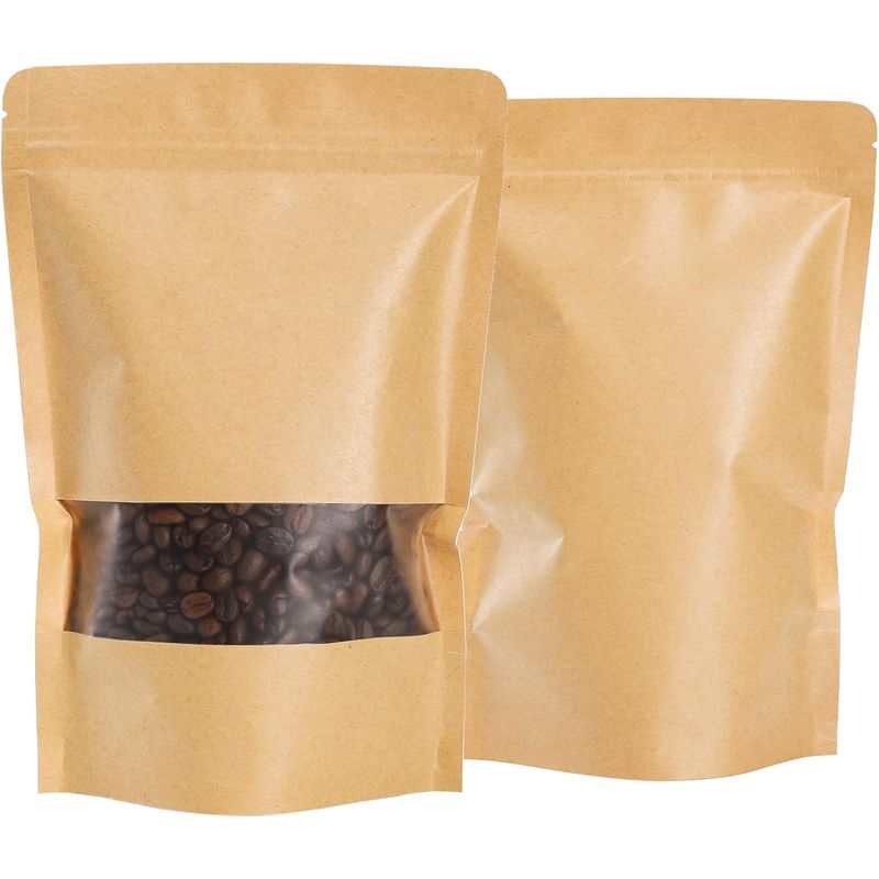 KUANGYE - 200 Bolsas Papel Kraft Doypack 12x20x4 Cms Cierre Hermetico