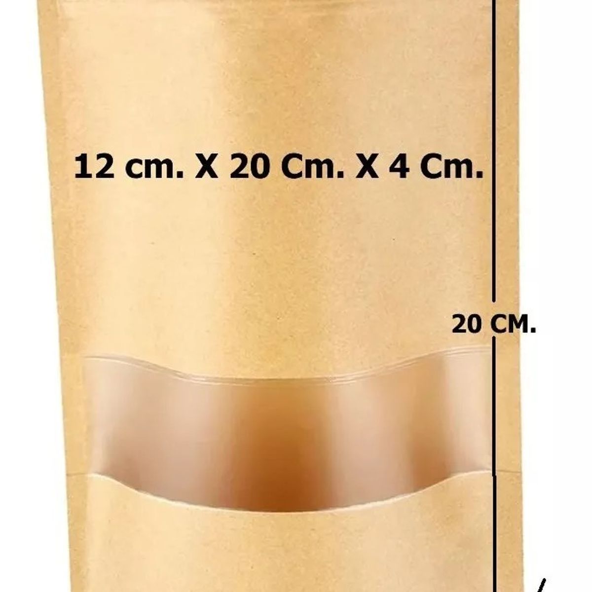 200 Bolsas Papel Kraft Doypack 12x20x4 Cms Cierre Hermetico, marca KUANGYE - Foto 2