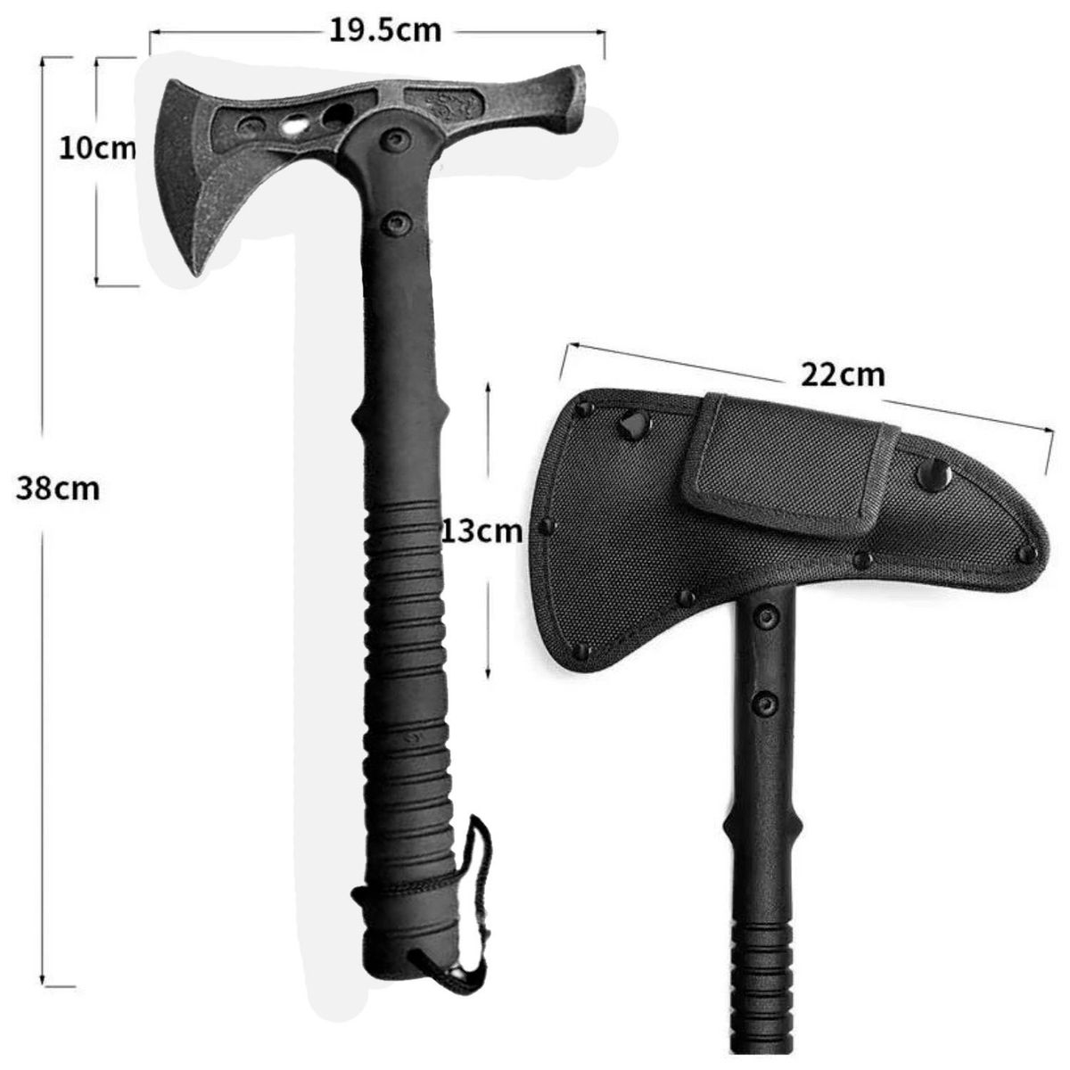 INVENCIBLE - HACHA TOMAHAWK MARTILLO HUIWILL CON FUNDA AE39