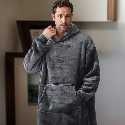 Imagen 2 del producto PACK2 Pijamas con capucha para hombres adultos manta cálida y cómoda
