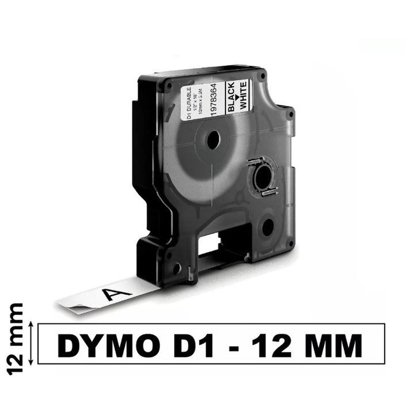 GENERICO - Cinta Etiqueta D1 para Rotuladora DYMO 12mm X 7m - Blanca 45013
