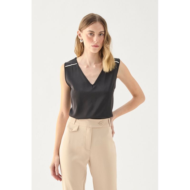 MA GRIFFE - Polera Sin Mangas Negro Mujer Magriffe