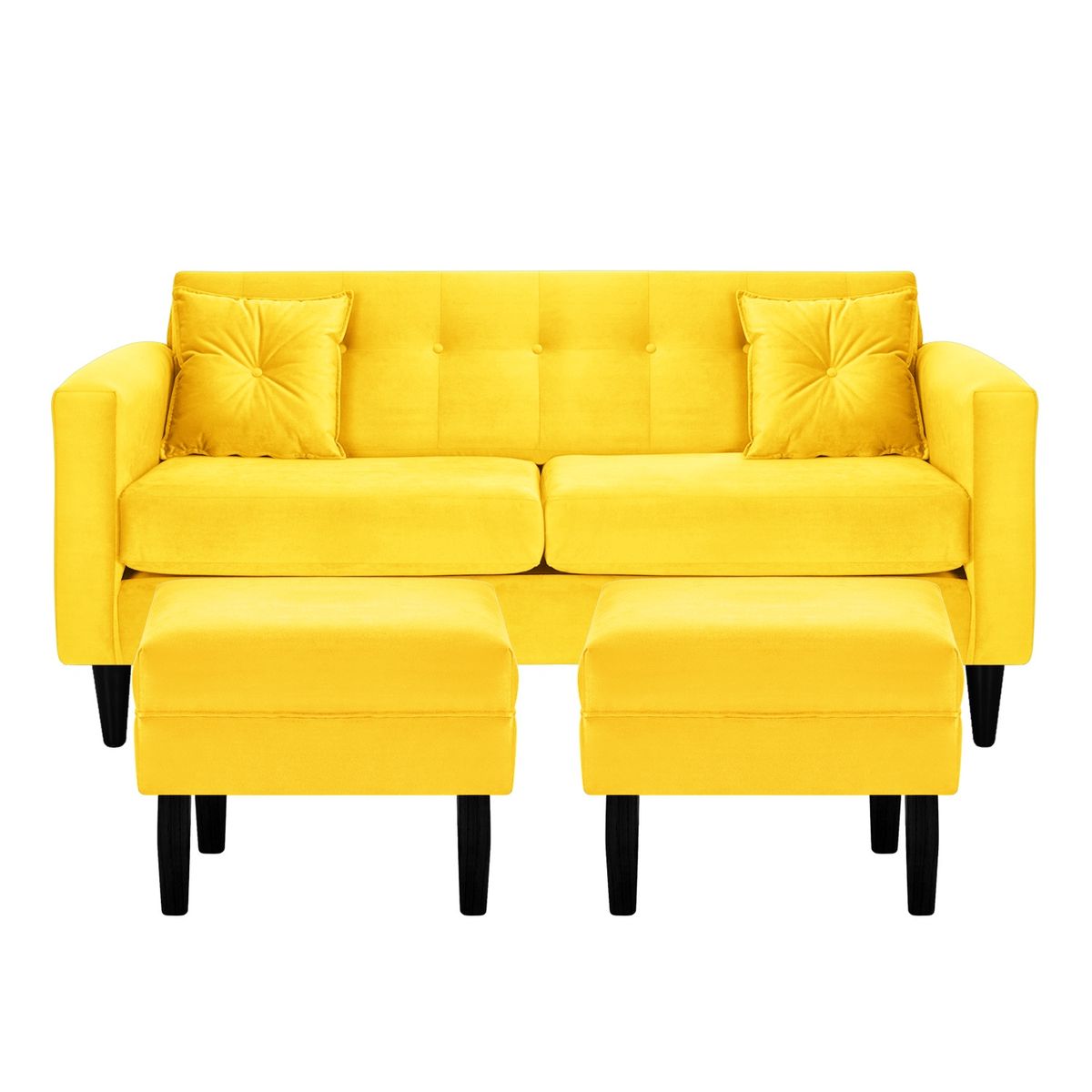 BODEVIR - Sofa New Retro 3C+2 Pouf Felpa 00 Amarillo.