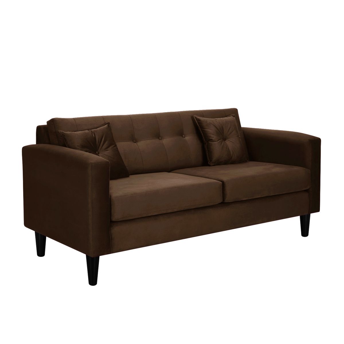 BODEVIR - Sofa New Retro 3C+2 Pouf Felpa 00 Chocolate