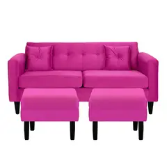 BODEVIR - Sofa New Retro 3C+2 Pouf Felpa 00 Fucsia
