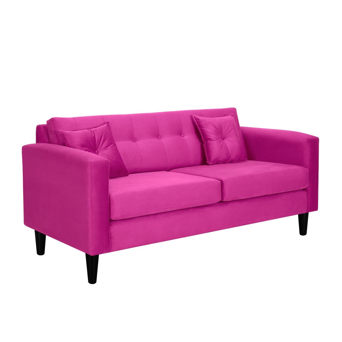 BODEVIR - Sofa New Retro 3C+2 Pouf Felpa 00 Fucsia