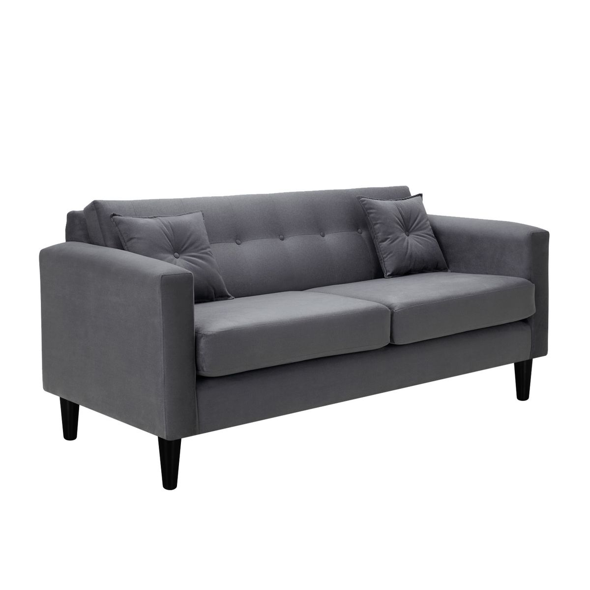 BODEVIR - Sofa New Retro 3C+2 Pouf Felpa 00 Gris
