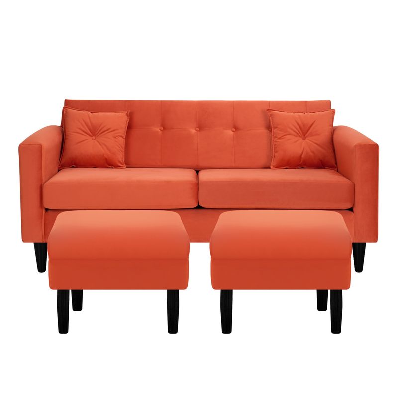 BODEVIR - Sofa New Retro 3C+2 Pouf Felpa 00 Naranjo