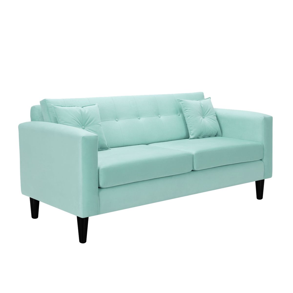 BODEVIR - Sofa New Retro 3C+2 Pouf Felpa 00 Verde Agua