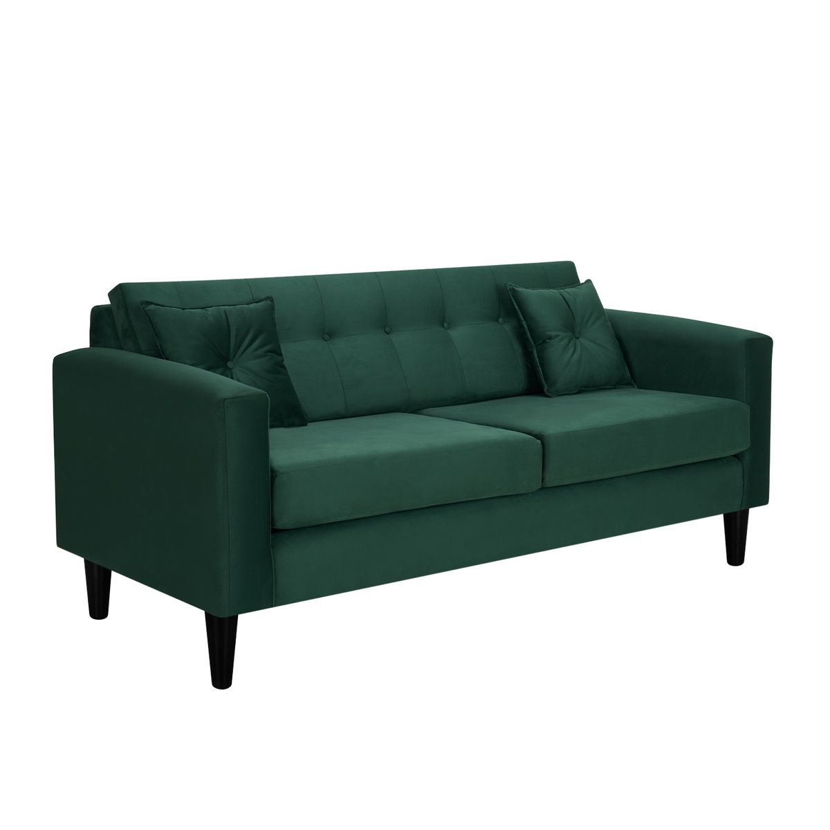 BODEVIR - Sofa New Retro 3C+2 Pouf Felpa 00 Verde Botella.