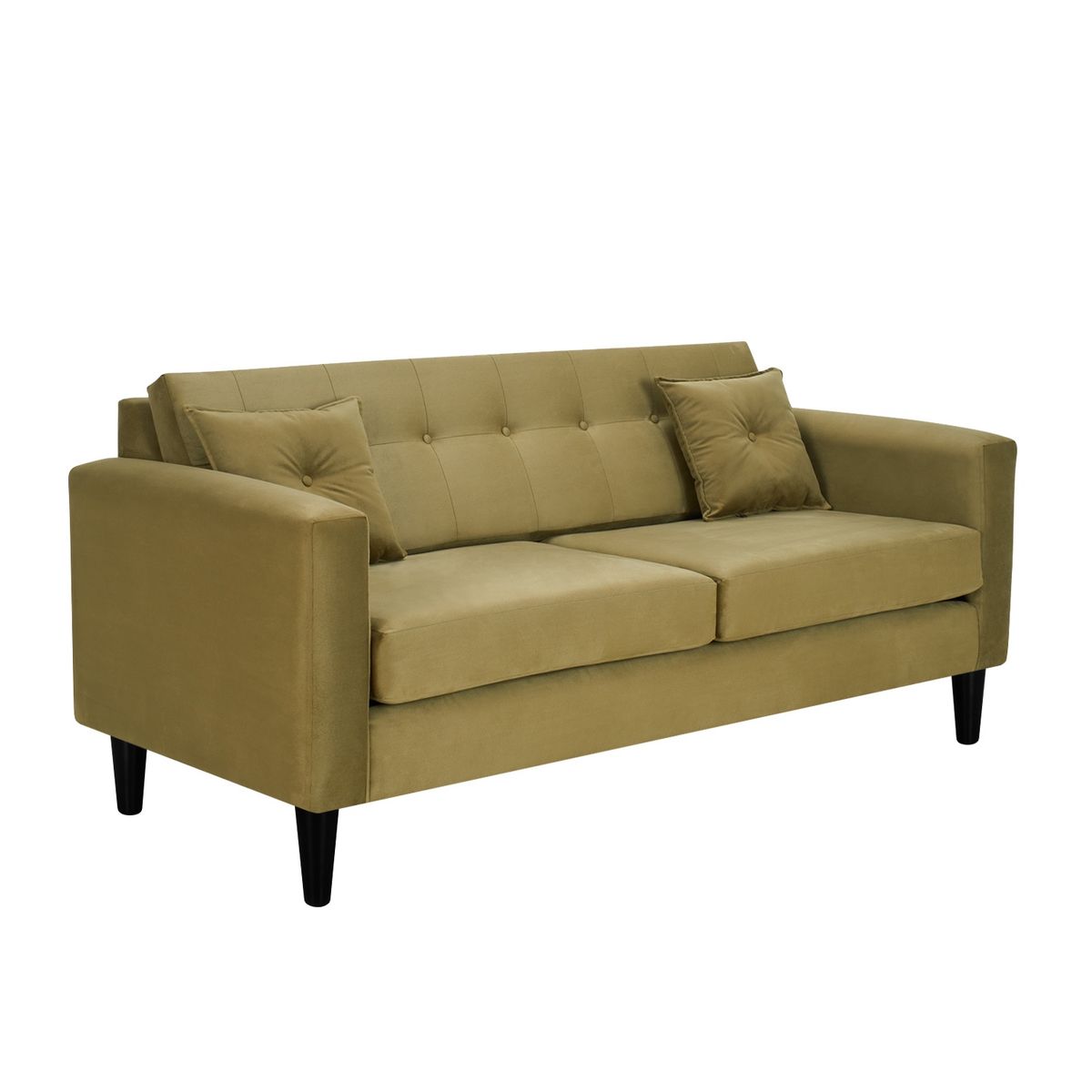 BODEVIR - Sofa New Retro 3C+2 Pouf Felpa 00 Verde Musgo