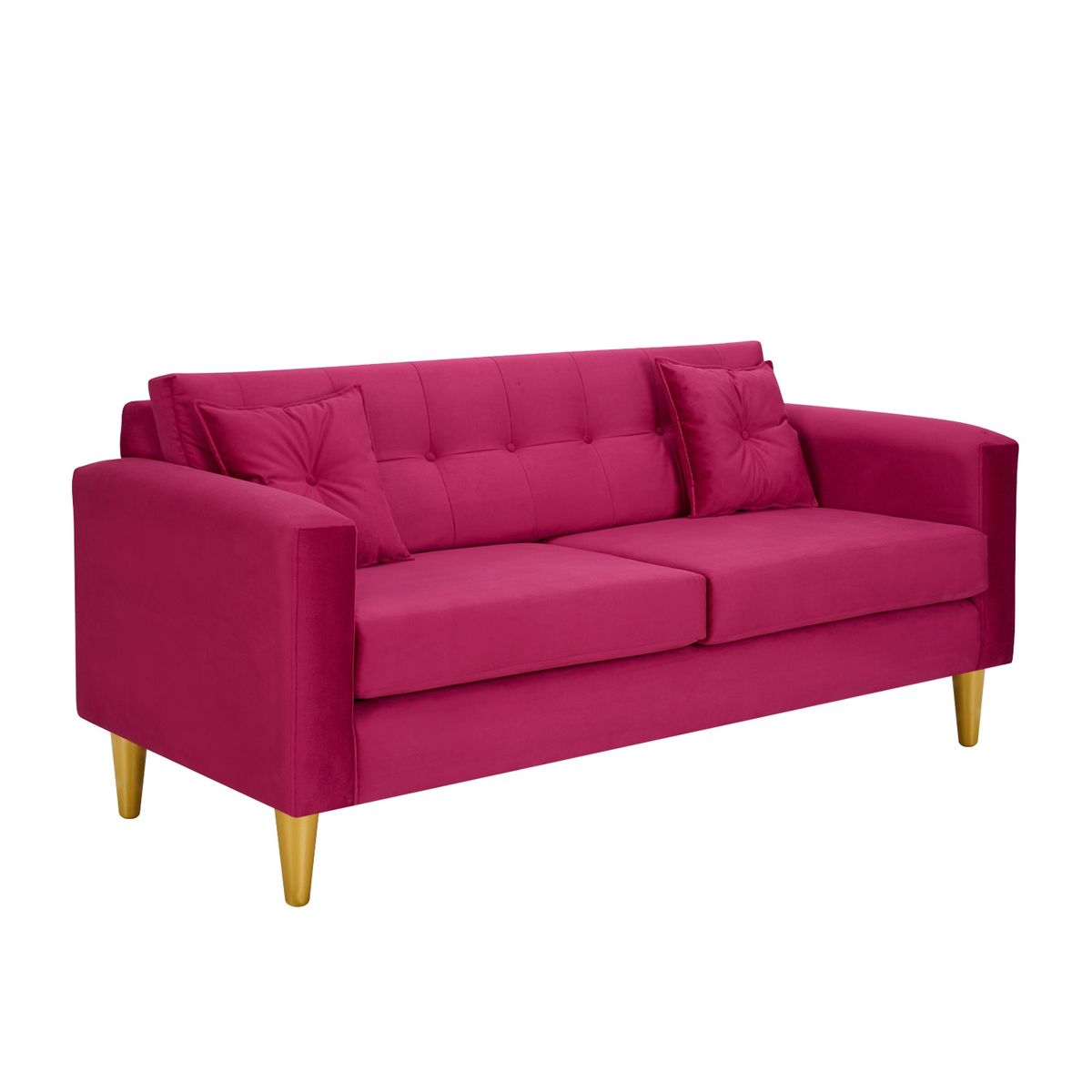 BODEVIR - Sofa New Retro 3C+2 Pouf Felpa 01 Burdeo