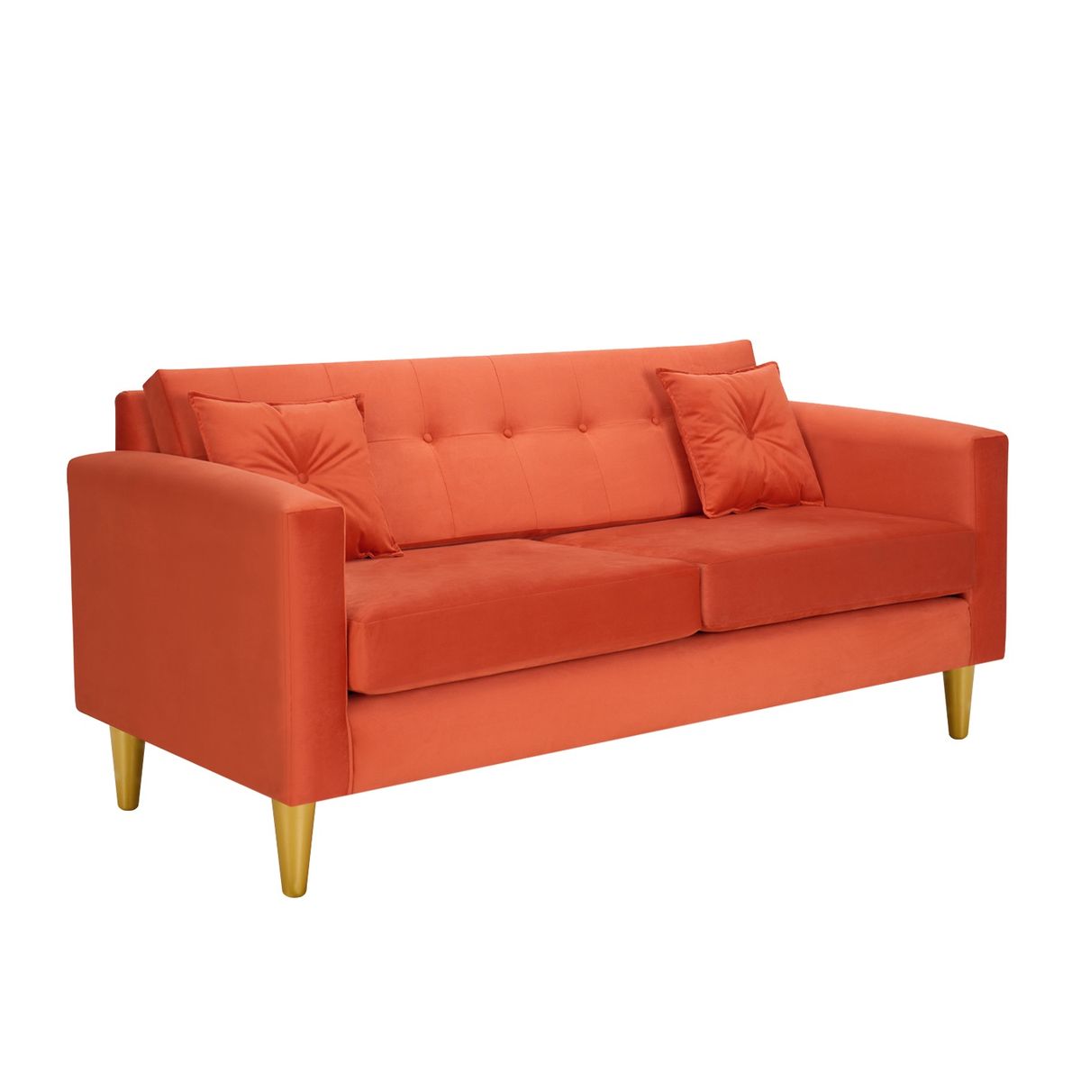 BODEVIR - Sofa New Retro 3C+2 Pouf Felpa 01 Naranjo