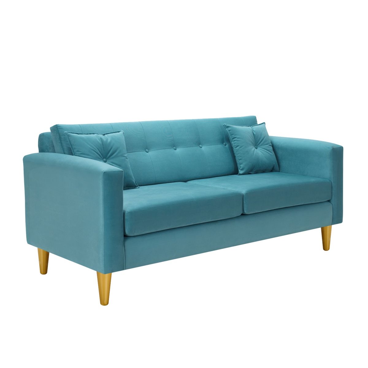 BODEVIR - Sofa New Retro 3C+2 Pouf Felpa 01 Turquesa