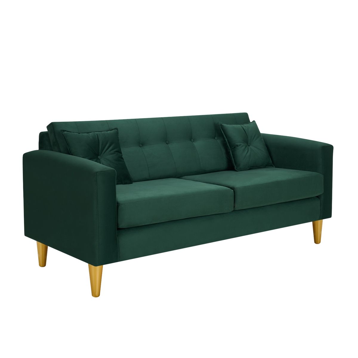 BODEVIR - Sofa New Retro 3C+2 Pouf Felpa 01 Verde Botella