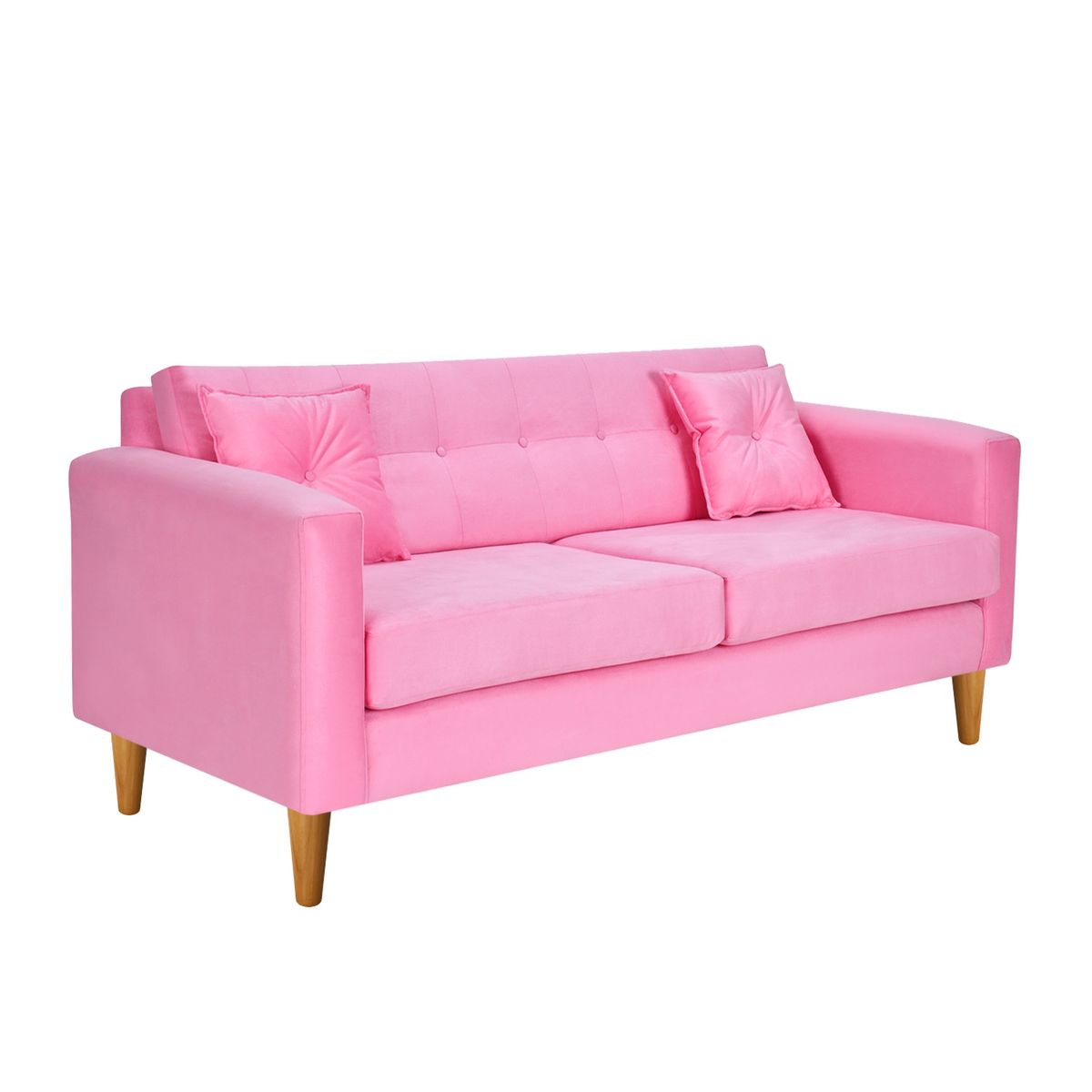 BODEVIR - Sofa New Retro 3C+2 Pouf Felpa 04 Rosado