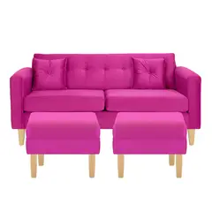 BODEVIR - Sofa New Retro 3C+2 Pouf Felpa 05 Fucsia