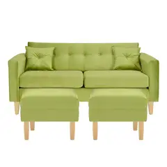 BODEVIR - Sofa New Retro 3C+2 Pouf Felpa 05 Pistacho
