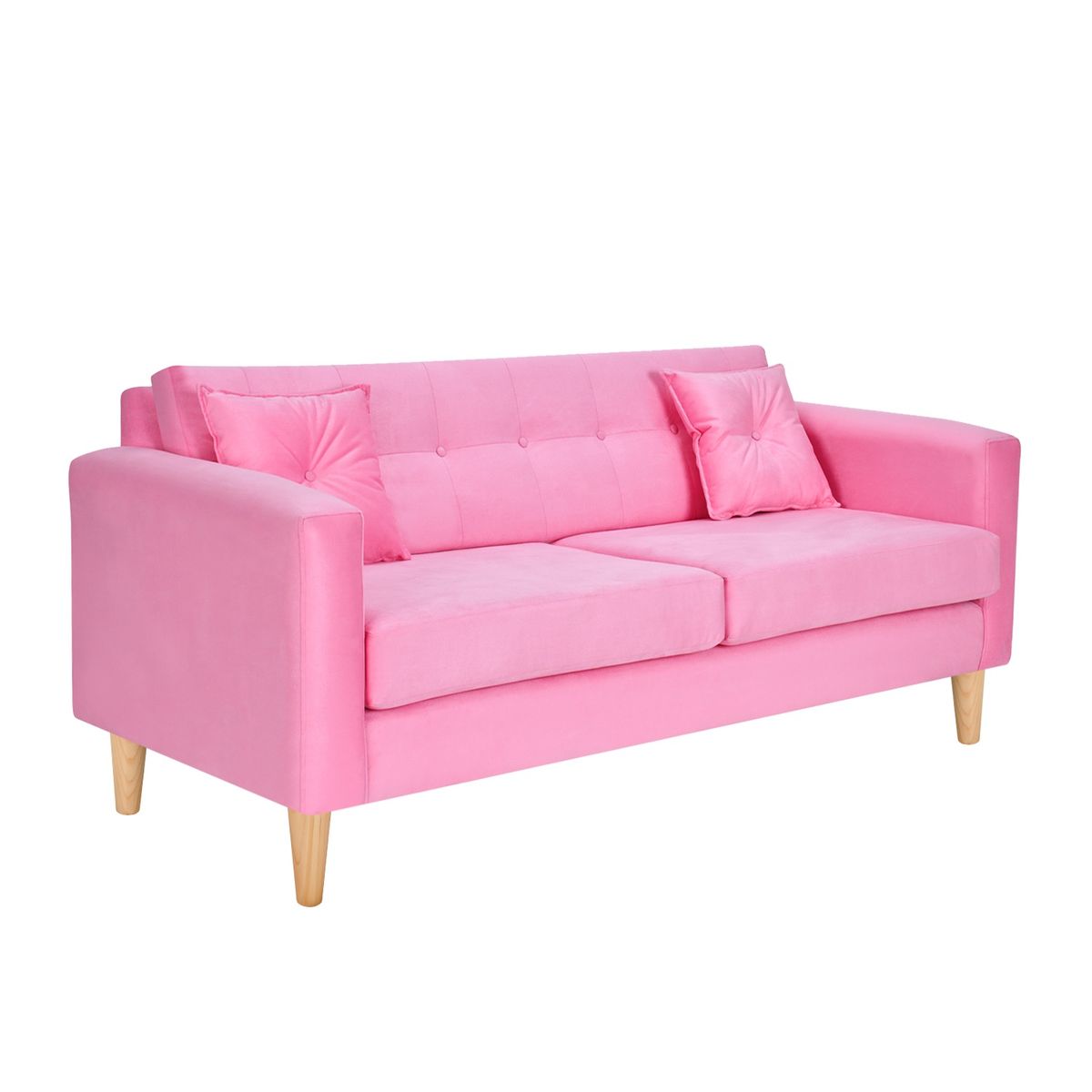 BODEVIR - Sofa New Retro 3C+2 Pouf Felpa 05 Rosado