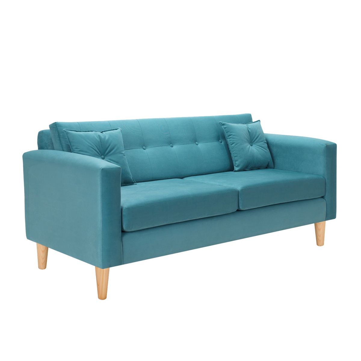BODEVIR - Sofa New Retro 3C+2 Pouf Felpa 05 Turquesa