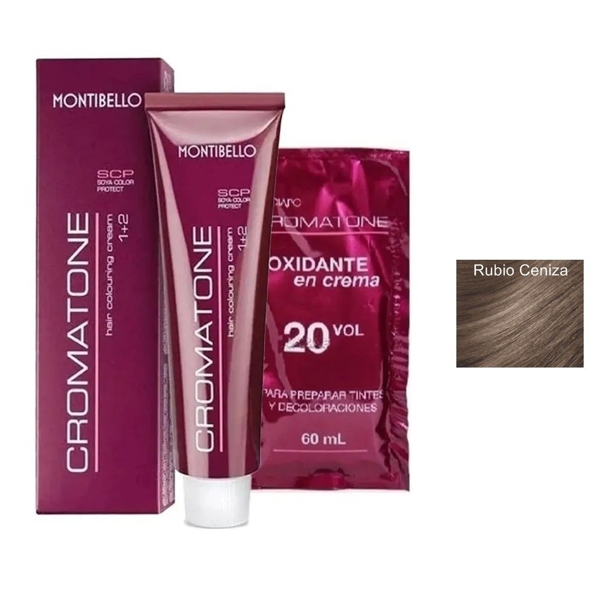 MONTIBELLO - Tintura Permanente Cromatone 7.1 Rubio Ceniza+  Oxidante