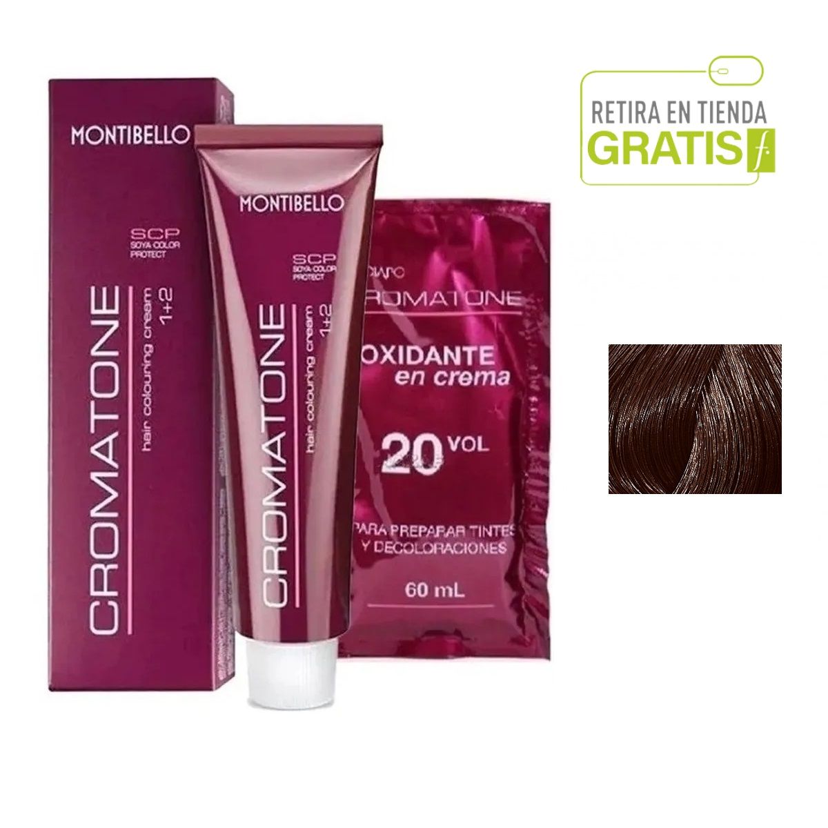 MONTIBELLO - Tintura Cromatone 5.36 Castaño Claro Dorado Marrón+  Oxidante