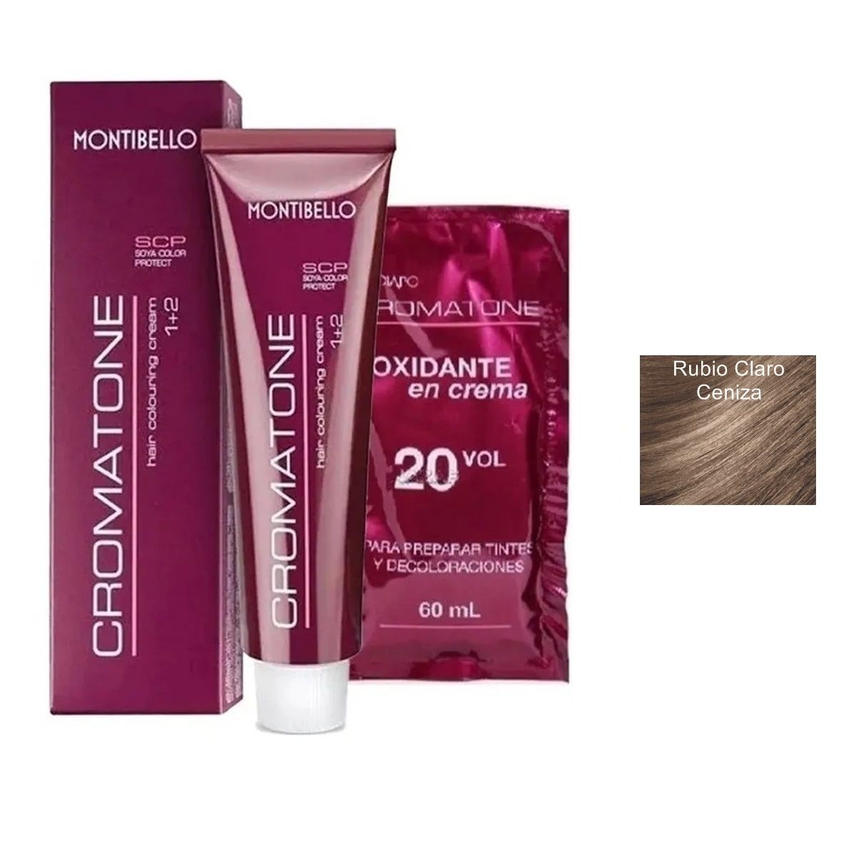 MONTIBELLO - Tintura Permanente Cromatone 8.1 Rubio Claro Ceniza+  Oxidante