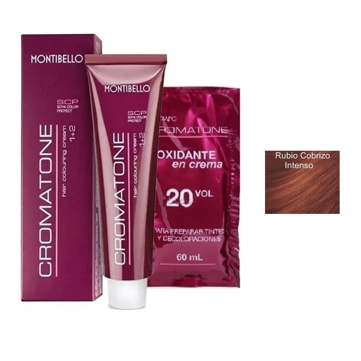 MONTIBELLO - Tintura Permanente Cromatone 7.44 Rubio Cobrizo Intenso+  Oxidante