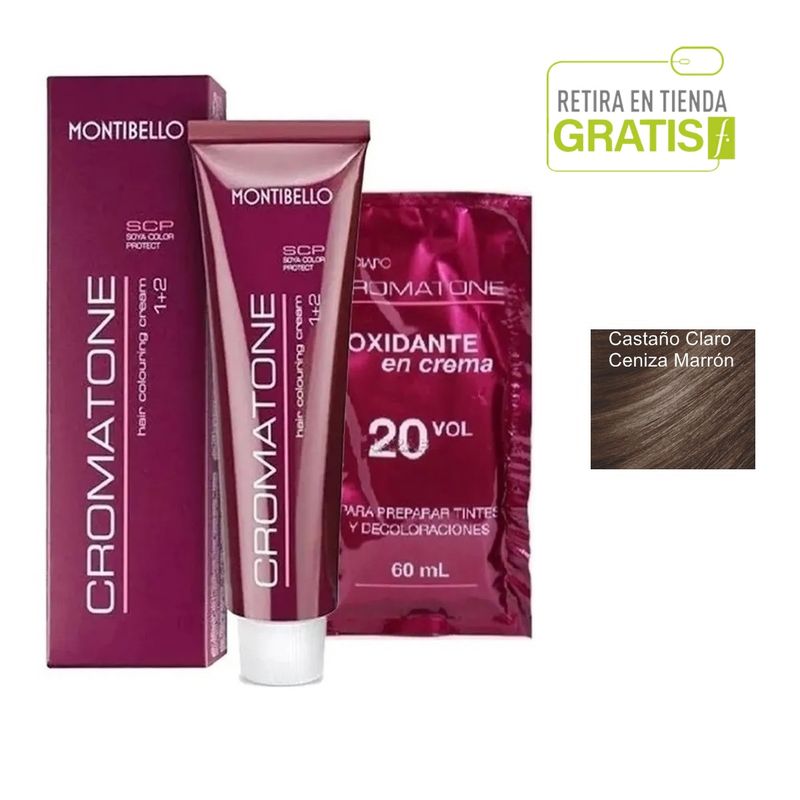 MONTIBELLO - Tintura Permanente Cromatone 5.16 Castaño Claro Ceniza Marron+  Oxidante