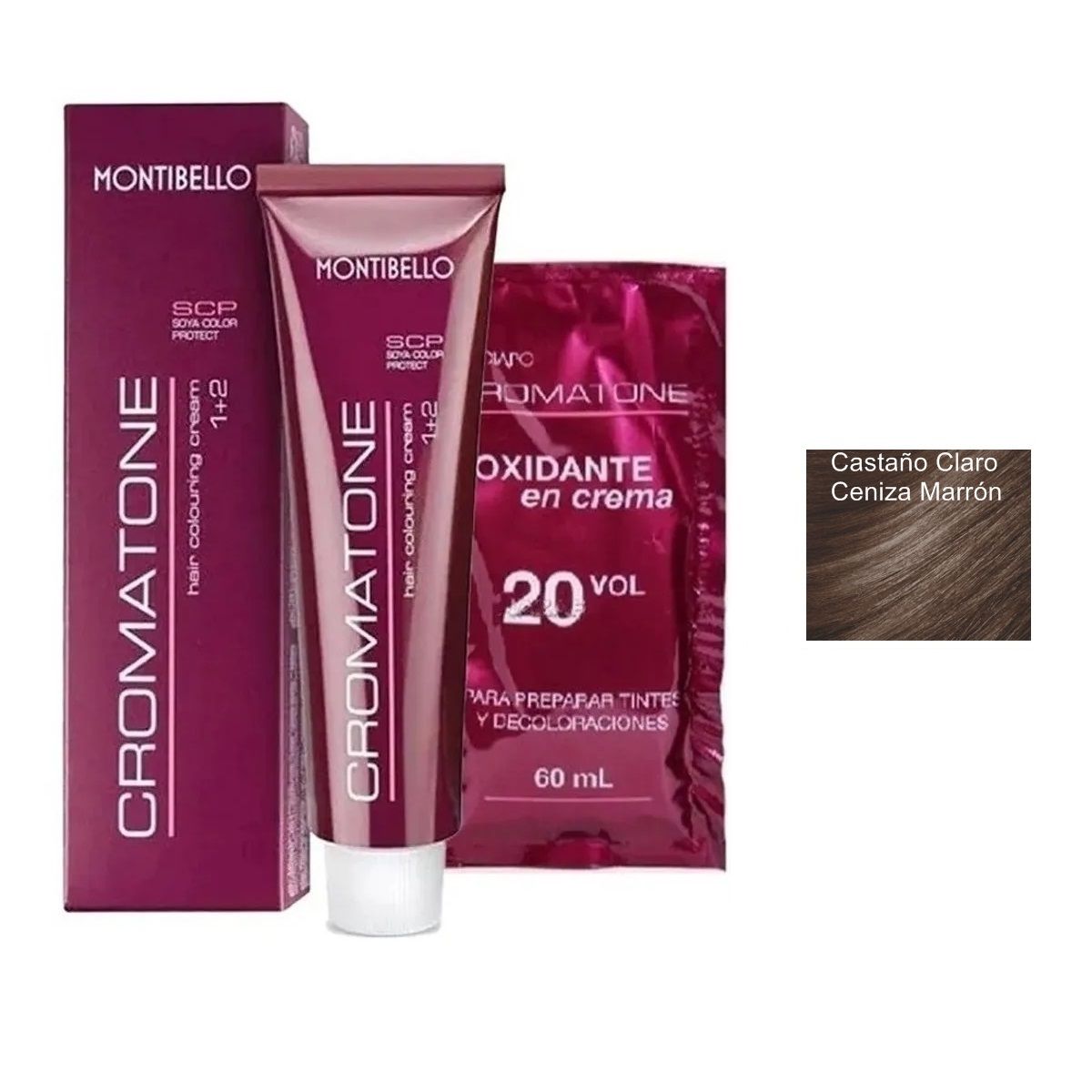 MONTIBELLO - Tintura Cromatone 5.16 Castaño Claro Ceniza Marron+  Oxidante