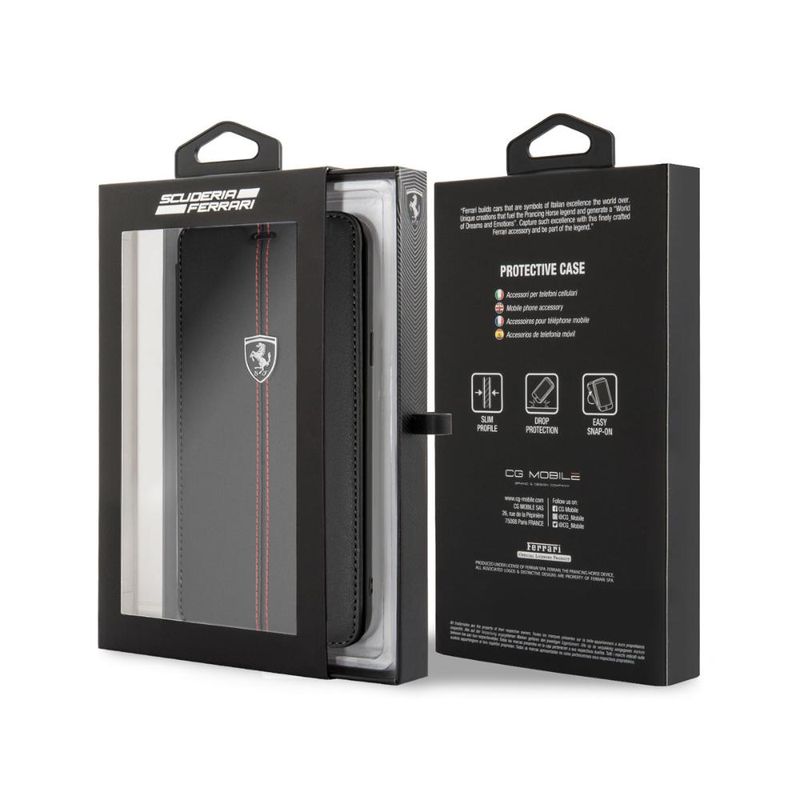 FERRARI - CARCASA BOOK FERRARI GALAXY S9+ CUERO GENUINO NEGRO FERRARI
